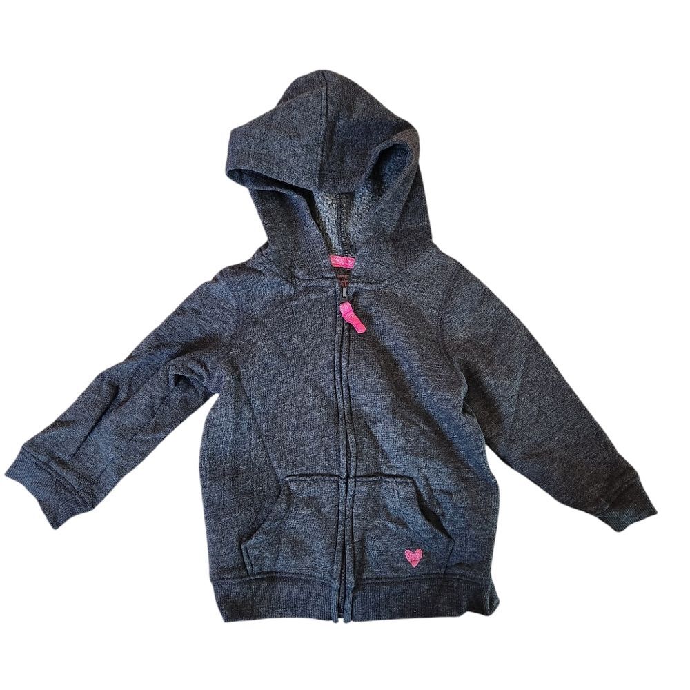 Jumping Beans Girls Softest Fleece Zip-up Hoodie Size 18 months Charcoal Gray